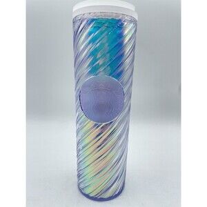 Starbucks Silver Iridescent Swirl 16 Oz Travel Mug Tumbler 2022 Bs241